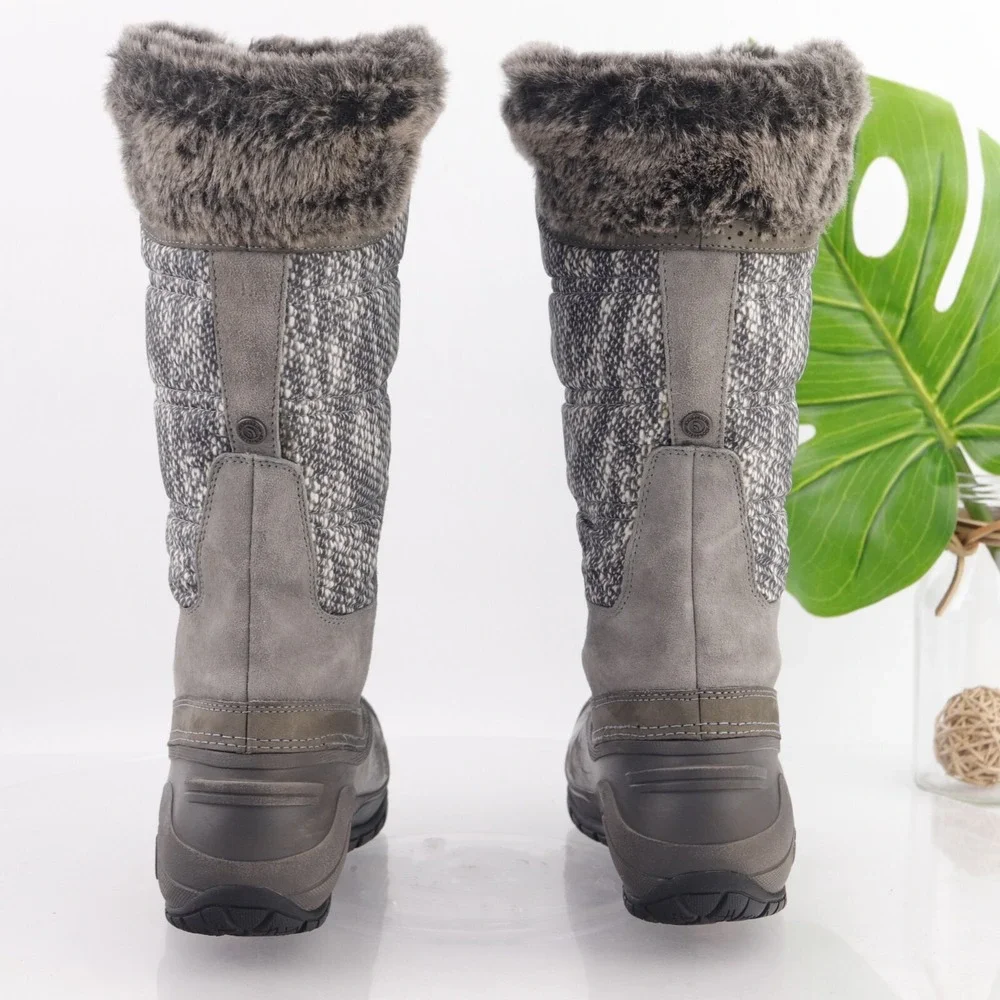 The North Face Womens Shellista Boots Size 8 Tall Waterproof Gray Lace Up Furry